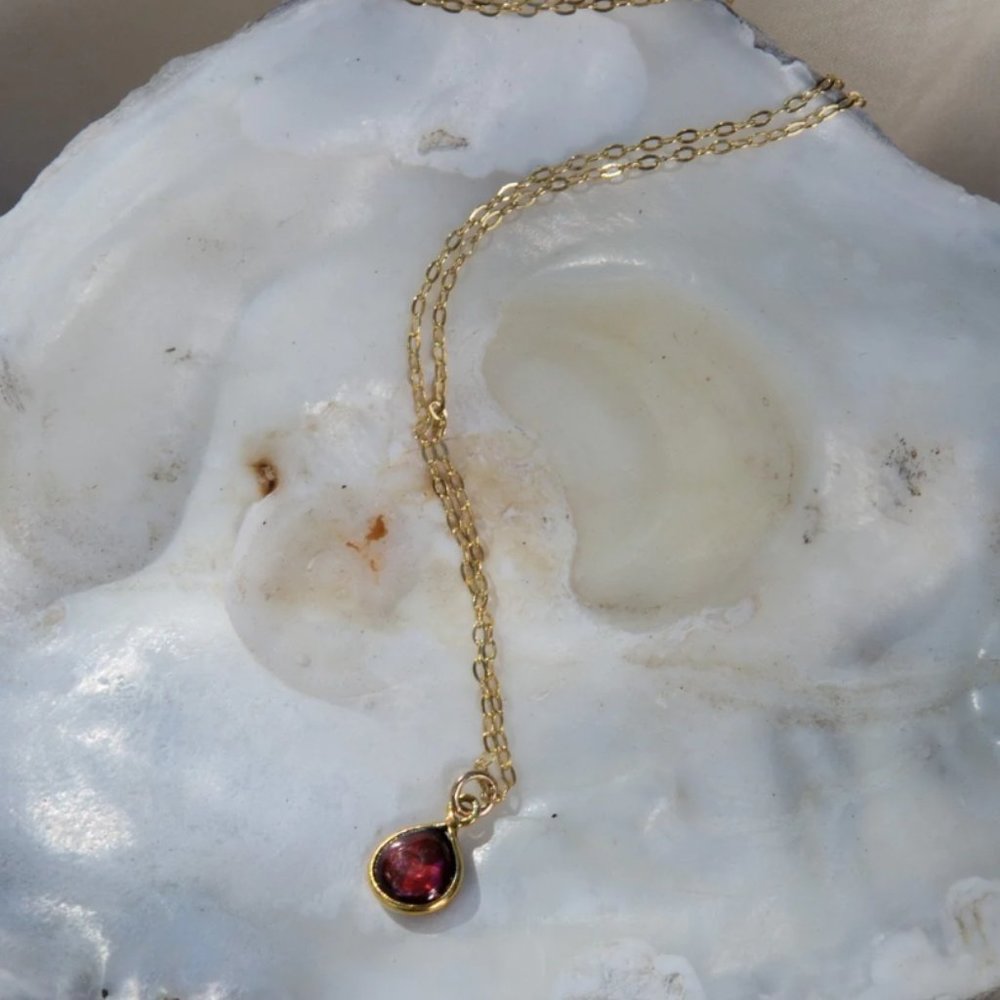 Catori Garnet Drop Necklace